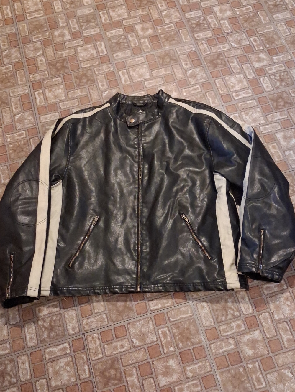 Arizona Jean Company Faux Vegan Leather Motorcycle Jacket Y2K   Cafe Racer